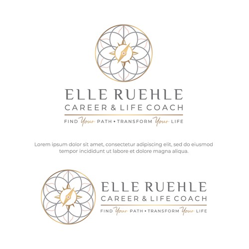 Sacred geometry logo with the title 'Elle Ruehle '