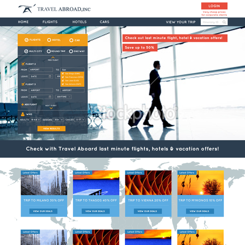 Vacation website with the title 'Web Design for Travel Abroad'