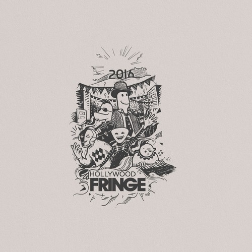 Artwork design with the title 'T-shirt design for hollywood fringe'