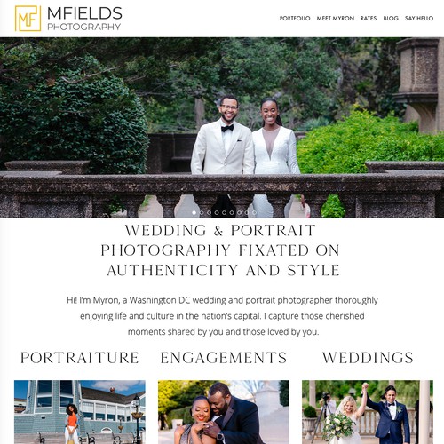 Service website with the title 'Mfields Photography Design'