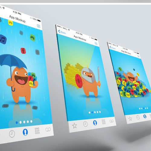 Screen design with the title 'App layout design for Apps Club'