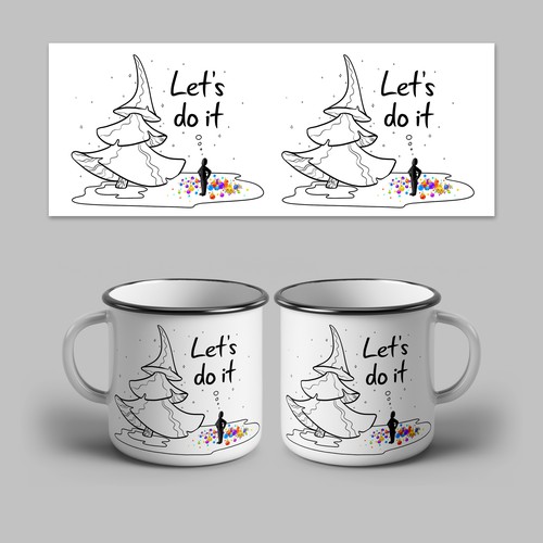 Christmas tree design with the title 'Illustration on a mug'