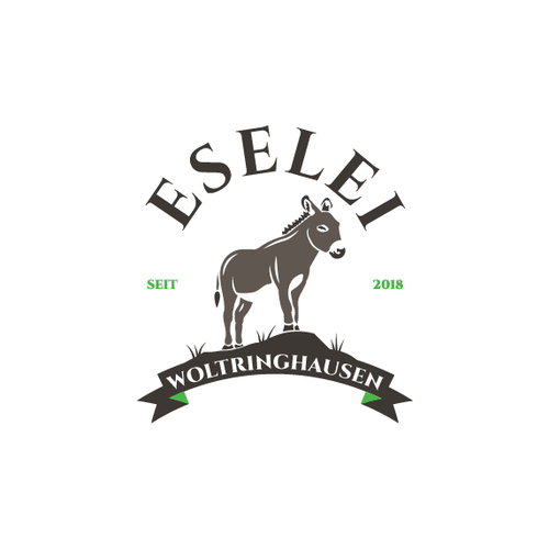 German logo with the title 'Winning Project for a Donkey Tour in Germany'