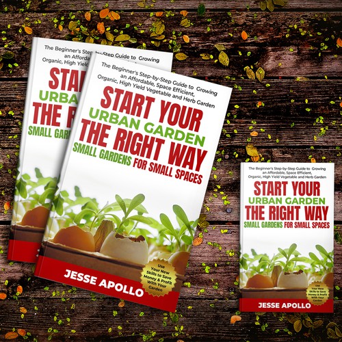 Step-by-step design with the title 'Urban Vegetable Gardening Book Cover'