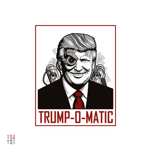 Character t-shirt with the title 'Trump-O-Matic T-Shirt Design'