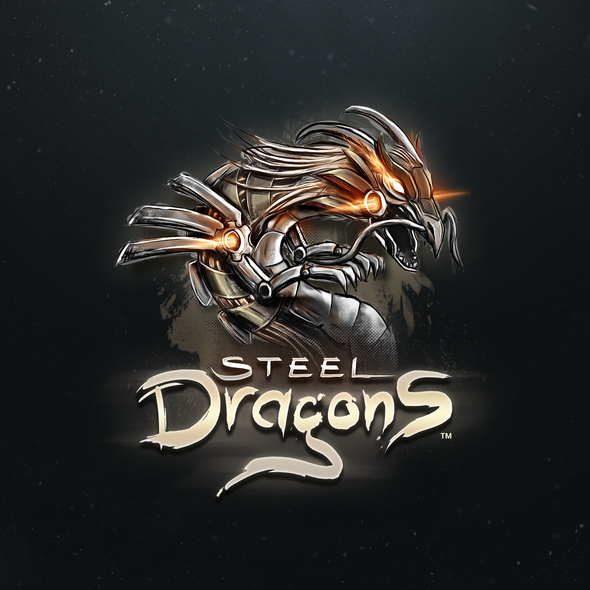 Steel logo with the title 'Steel Dragons Game Logo'