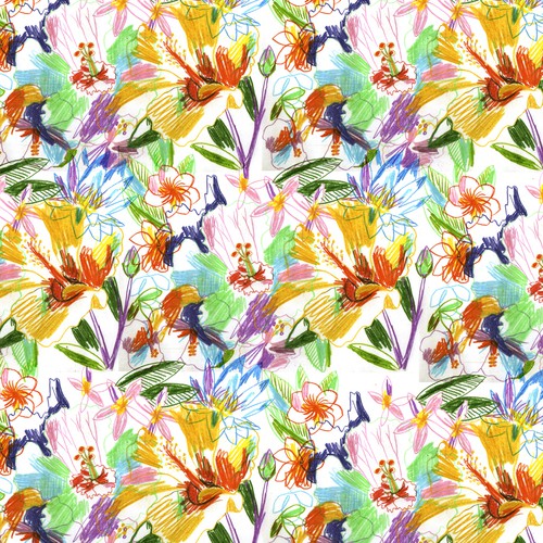 Flower artwork with the title 'Swimwear Tropical Print Pattern'