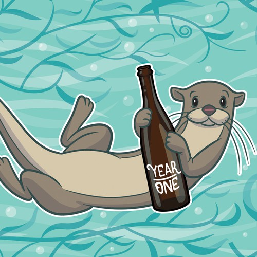 Beer artwork with the title 'Swimming Otters horizontally repeating pattern'