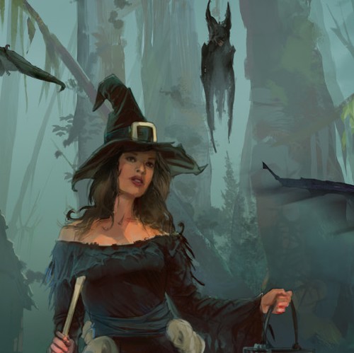 Fantasy artwork with the title 'The Witch'