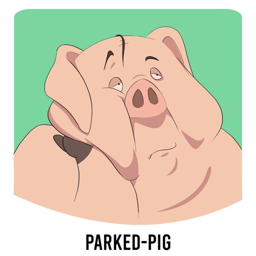 Expression design with the title 'Pigs with Personality to attract Book and Online Community'