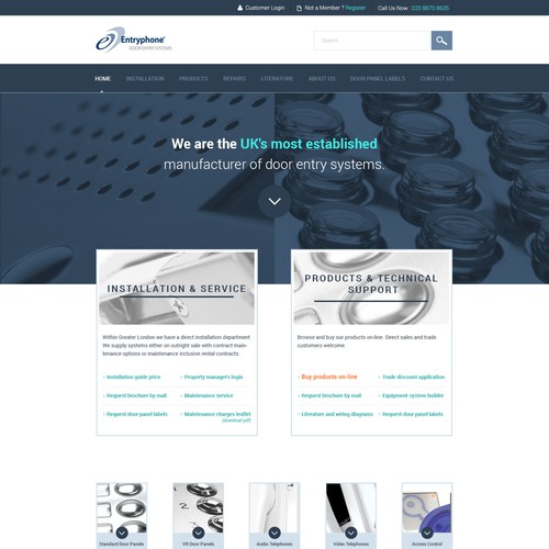 User-friendly website with the title 'Home Page Design for Entryphone.co.uk'