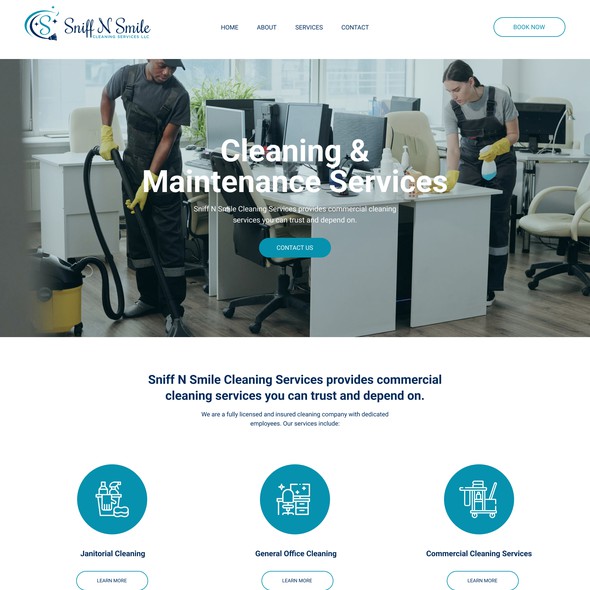 Office design with the title 'Modern Website for Cleaning Services'