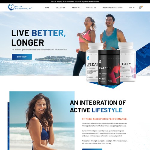 Fitness website with the title 'MODA - Fitness lifestyle design.'