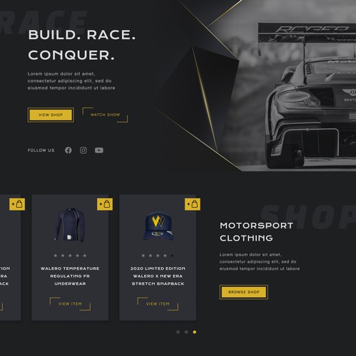 Motorcycle website with the title 'Luxury Motorsport Brand homepage'