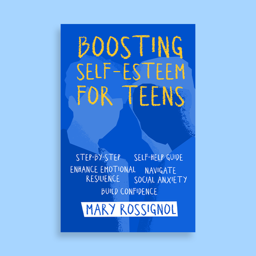 Geometric book cover with the title 'Boosting Self-Esteem for Teens Illustrated Book Cover'