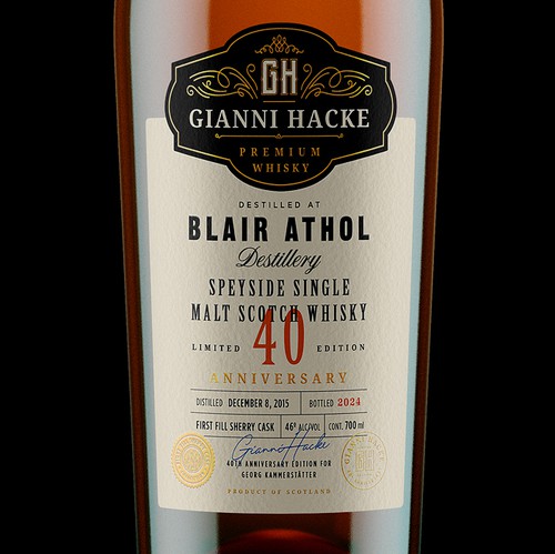 Creative label with the title 'GH Whisky 40 Anniversary'