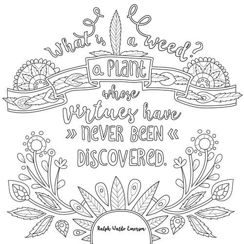 Coloring design with the title 'Black&White illustrations, deailed adult coloring page'