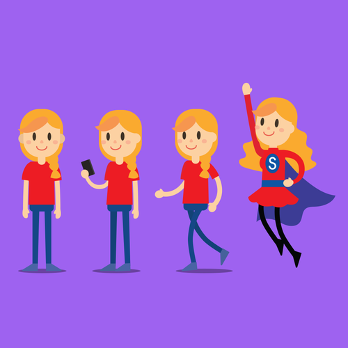 Girl power design with the title 'Millennial super-hero Character Design '