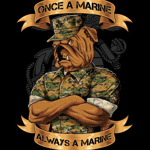Soldier design with the title 'Once a Marine, always a Marine'