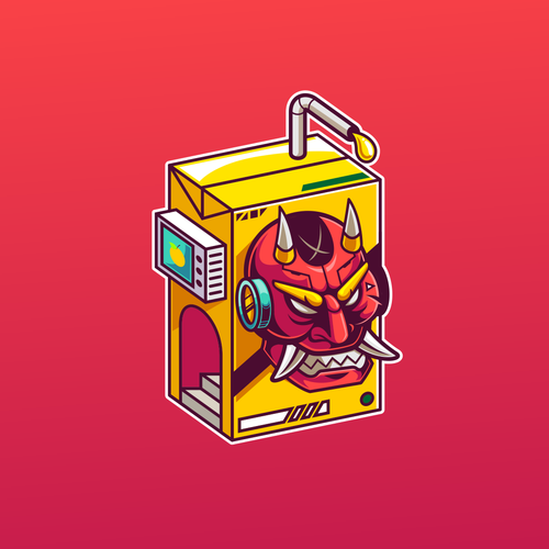 Machine design with the title 'Cyber Juice Box Illustration'