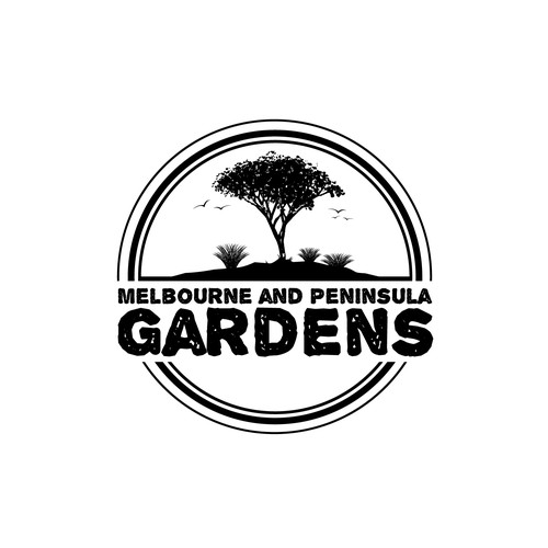 Tree logo with the title 'Melbourne and peninsula gardens'