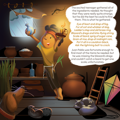 Kid artwork with the title 'Book illustration.'