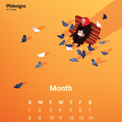Calendar illustration with the title 'Illustration for a 99Designs calendar'