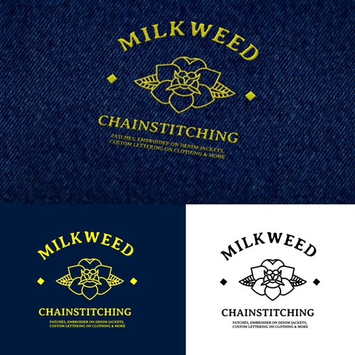 Jeans design with the title 'logo vintage roses'