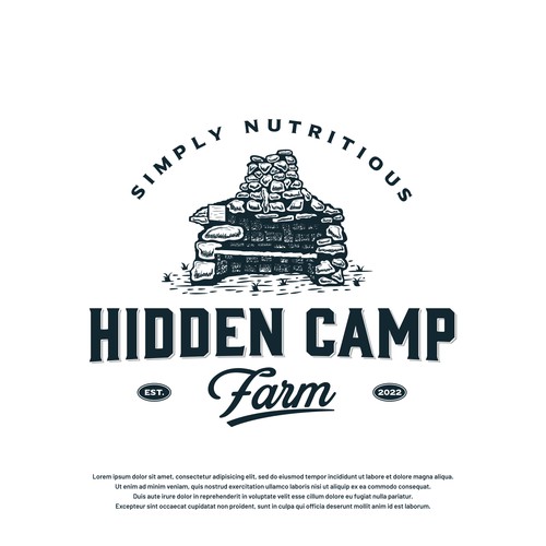 Stone logo with the title 'Hidden Camp Farm'