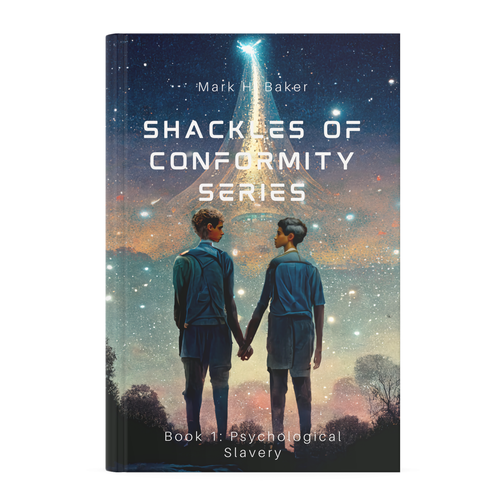 Mystical book cover with the title 'Book cover for LGBTQ Sci-Fi'