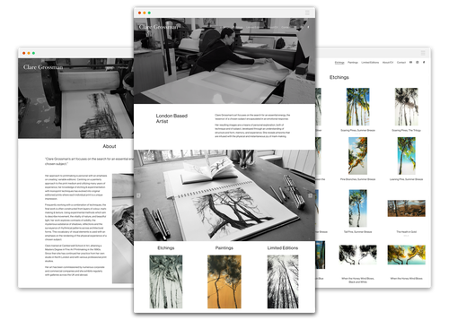 Gallery design with the title 'Clare Grossman'