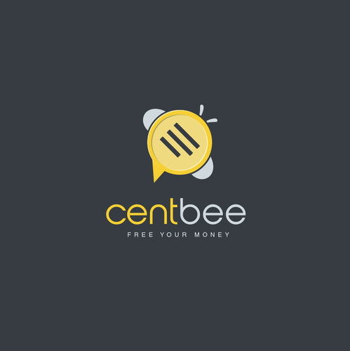 Bee logo with the title 'Clever mobile app logo'