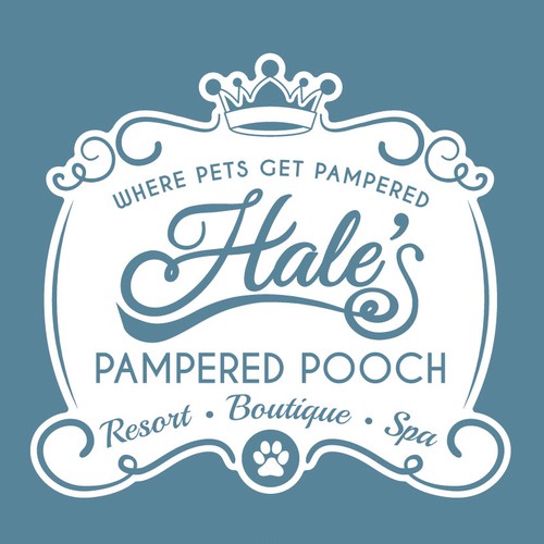 Paw print logo with the title 'Hale's Pampered Pooch '