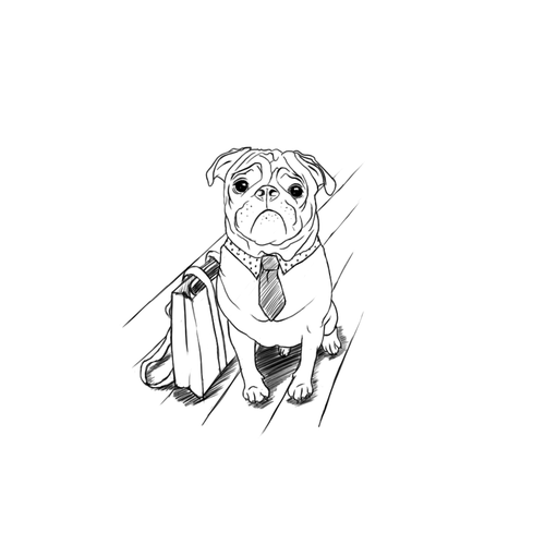 Line art illustration with the title 'Dog Clothing Illustration'