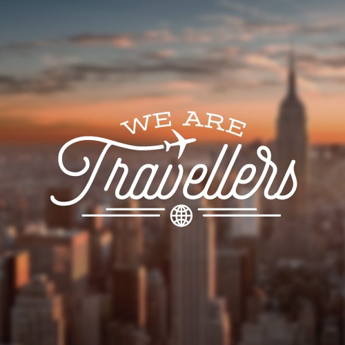 Lettering design with the title 'Flat minimal design Logo for a Travel website'