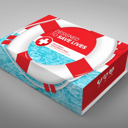 Safety design with the title 'Towel Packaging  Box Design'