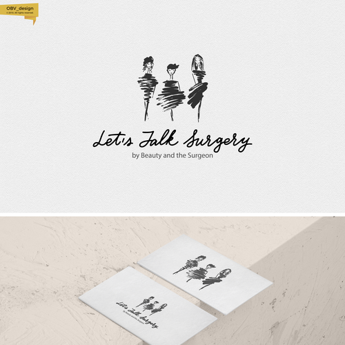 Modern artwork with the title 'Logo concept for a plastic surgery podcast. This version didn't make the cut but I still like it'