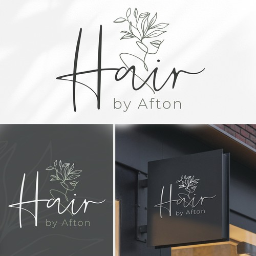 Hair salon logo with the title 'Hair by Afton'