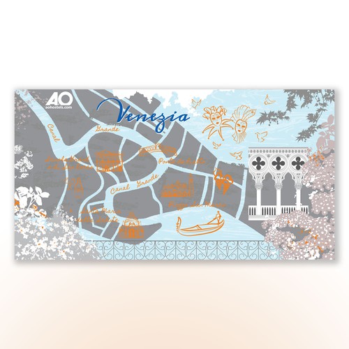 Pastel artwork with the title 'Venice illustration'