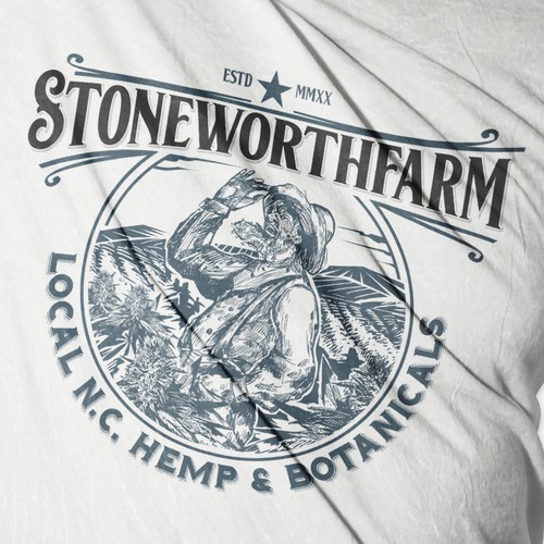 Hemp oil logo with the title '"From soil to oil" Stoneworthfarm Pittsburgh,North Carolina. '