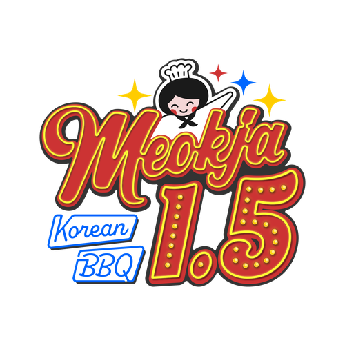 Bright logo with the title 'Signage Style Logo for Hits Korean BBQ Restaurant'