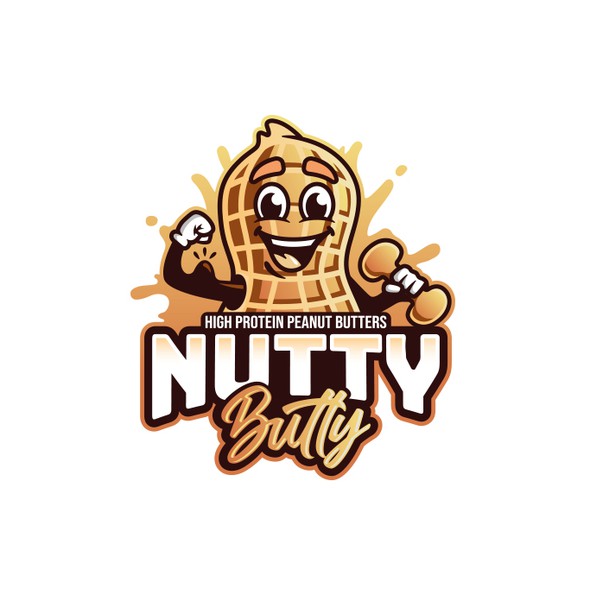 Fun logo with the title 'Fun & Energetic Peanut mascot'