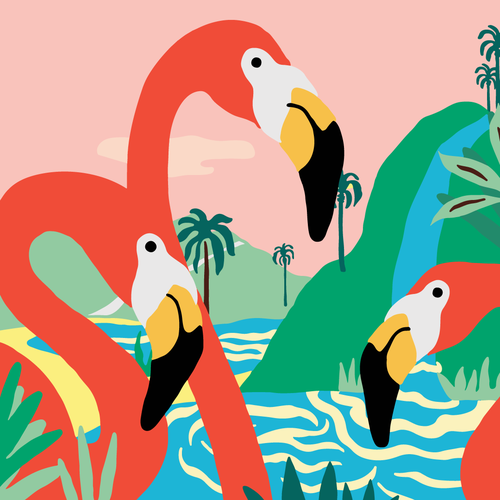 Flamingo design with the title 'Tiktok design'