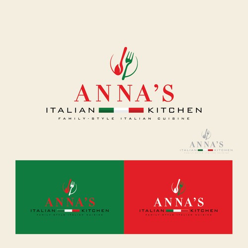 Italian cuisine logo with the title 'Anna's Italian Kitchen Logo Design'