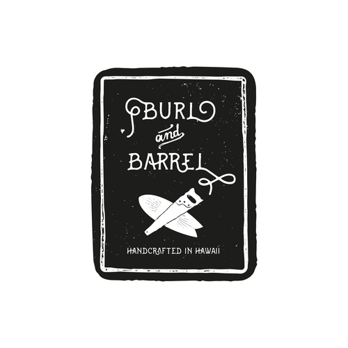 Woodworking logo with the title 'Burl and Barrel - logo for eclectic surf craft and woodwork'