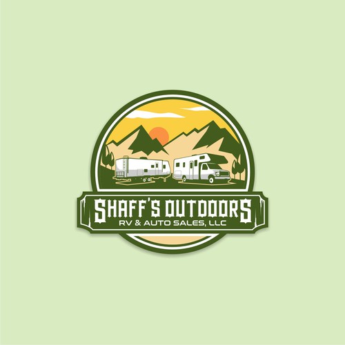 RV logo with the title 'logo concept for shaff's outdoors'