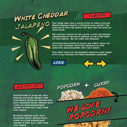 Hand-drawn website with the title 'Website concept for POP ART'