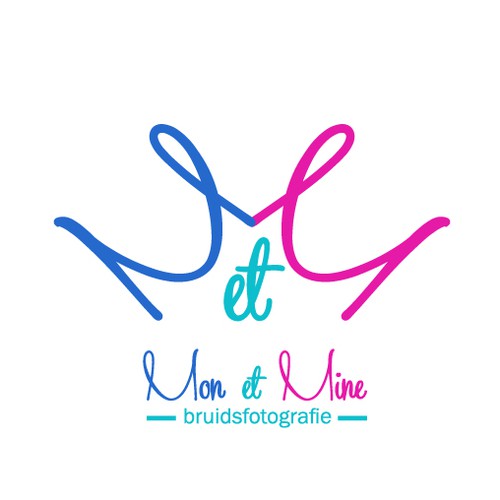 Bride and groom logo with the title 'mon et mine'