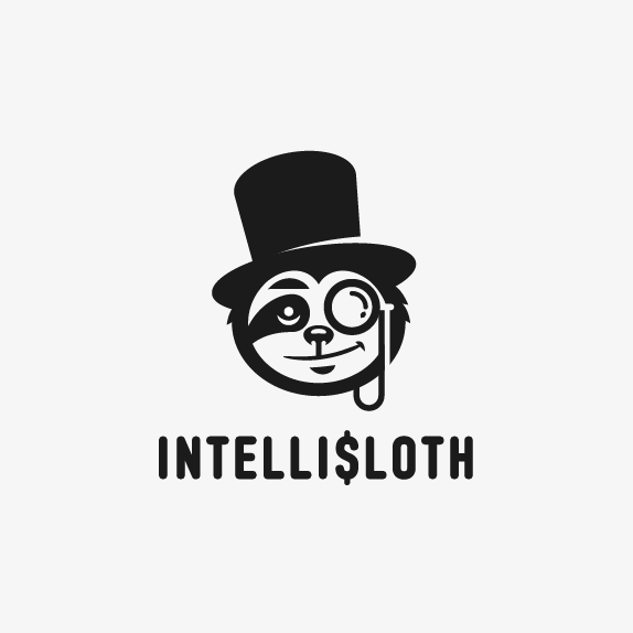 Sloth logo with the title 'IntelliSloth logo concept'