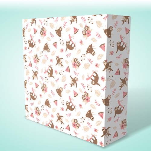 Sloth design with the title 'Sloth wrapping paper design'